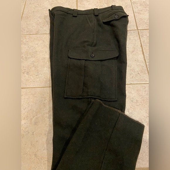 L.L. Bean Heavy Wool Blend Hunter Green Cargo Field Pants Size 12 Workwear - Picture 10 of 11